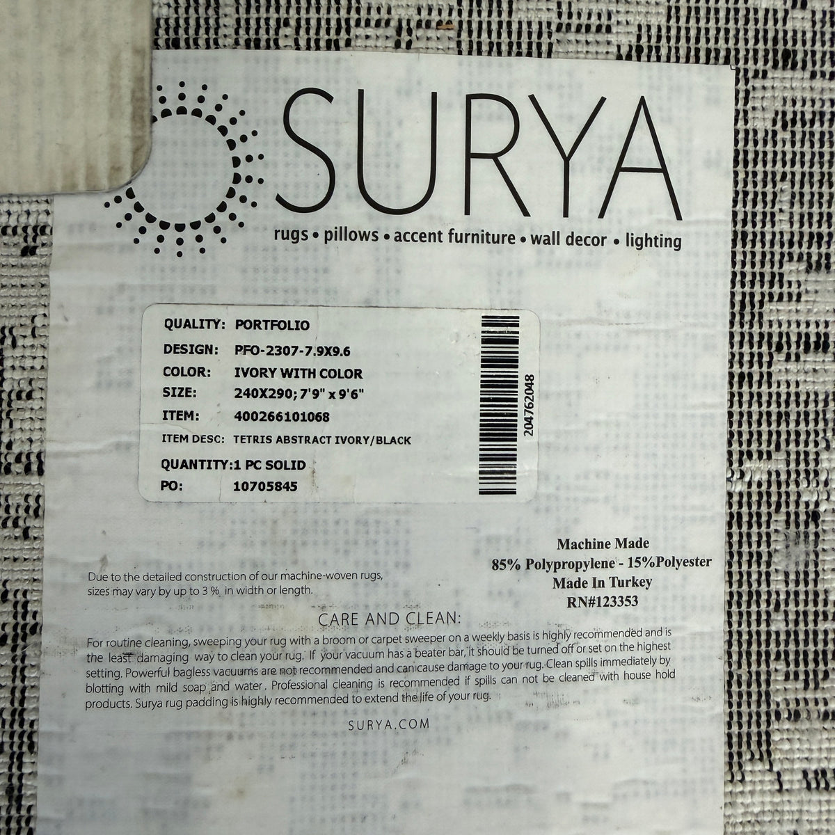 Surya Portfolio Tetris Ivory & Black Area Rug - 7'9" x 9'6" - product view 5