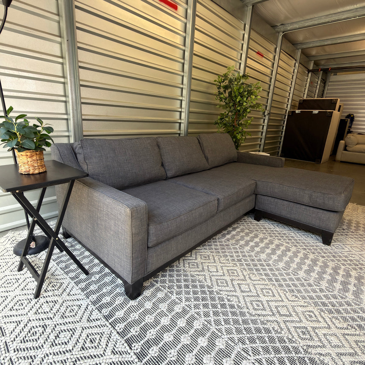 Charcoal Gray Chaise Sectional Sofa - product view 5