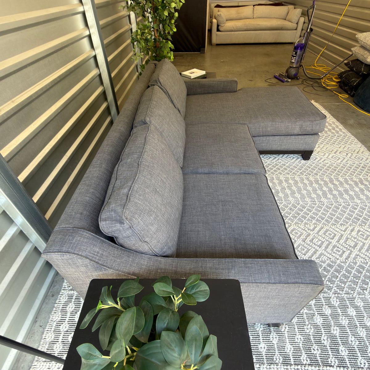 Charcoal Gray Chaise Sectional Sofa - product view 7