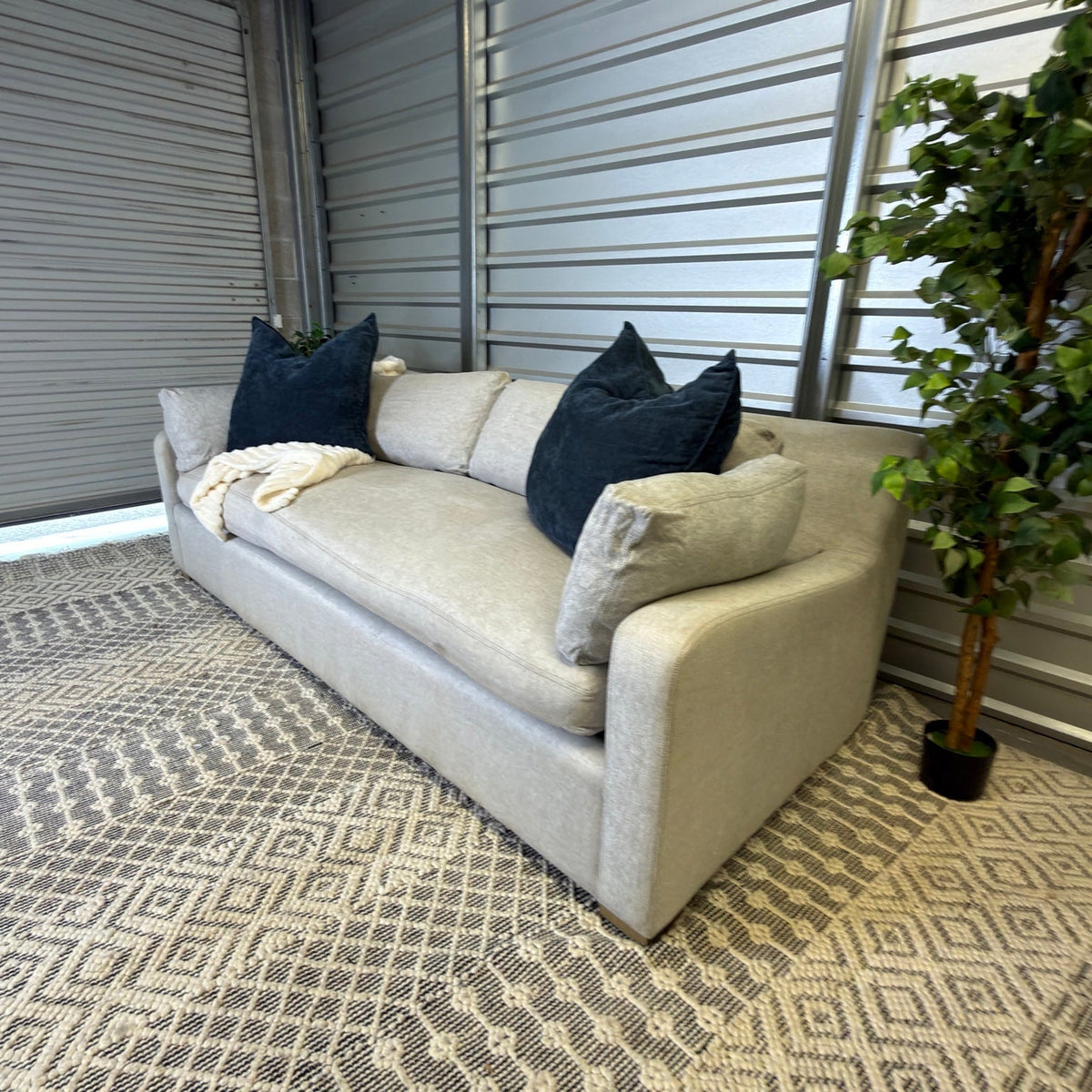 RH Belgian Track Arm 8' Sleeper Sofa – Light Oatmeal - opposite angle