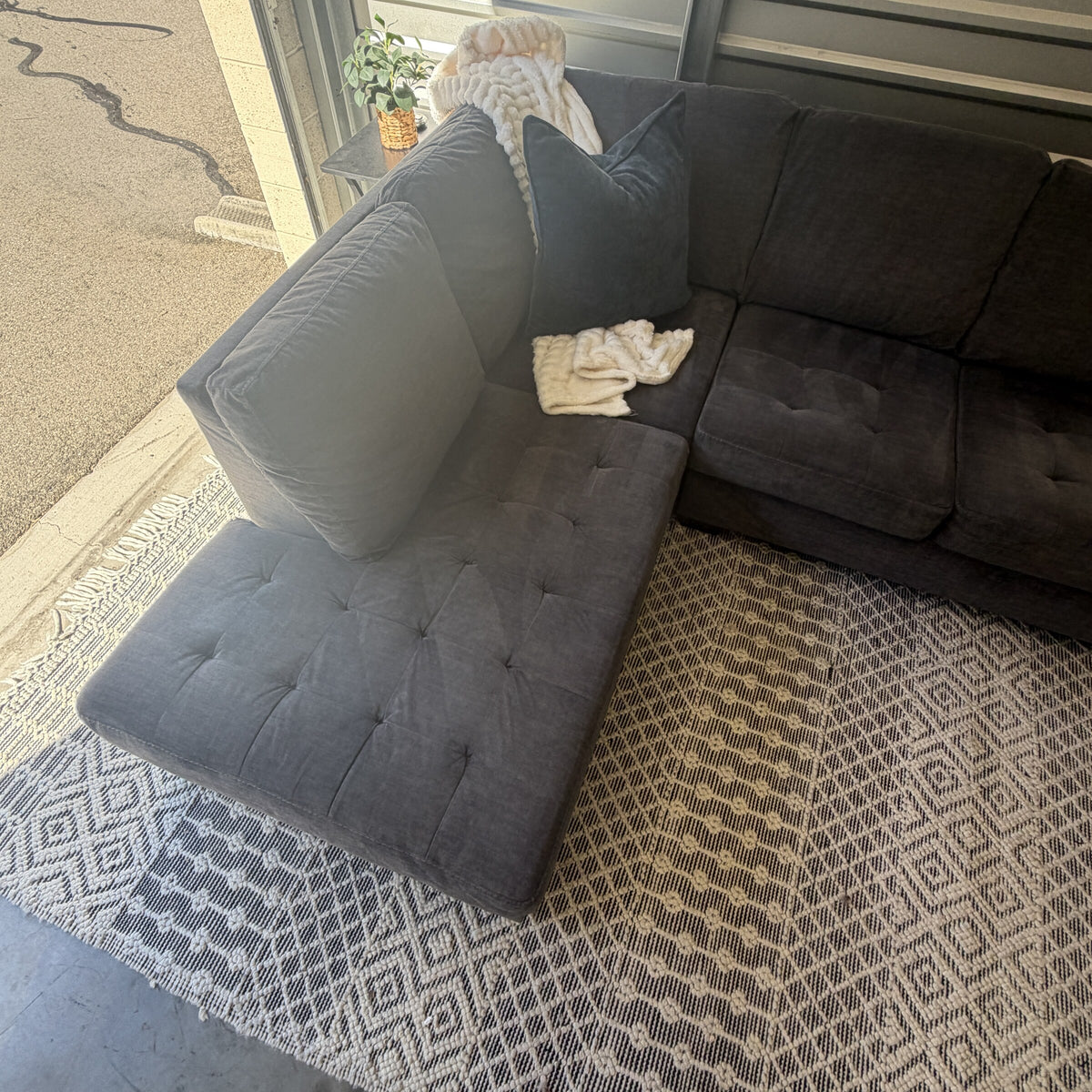 Ashley Maier charcoal gray chaise sectional, view 16