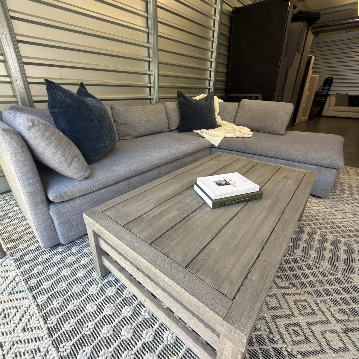 West Elm Shelter sectional staged front angle
