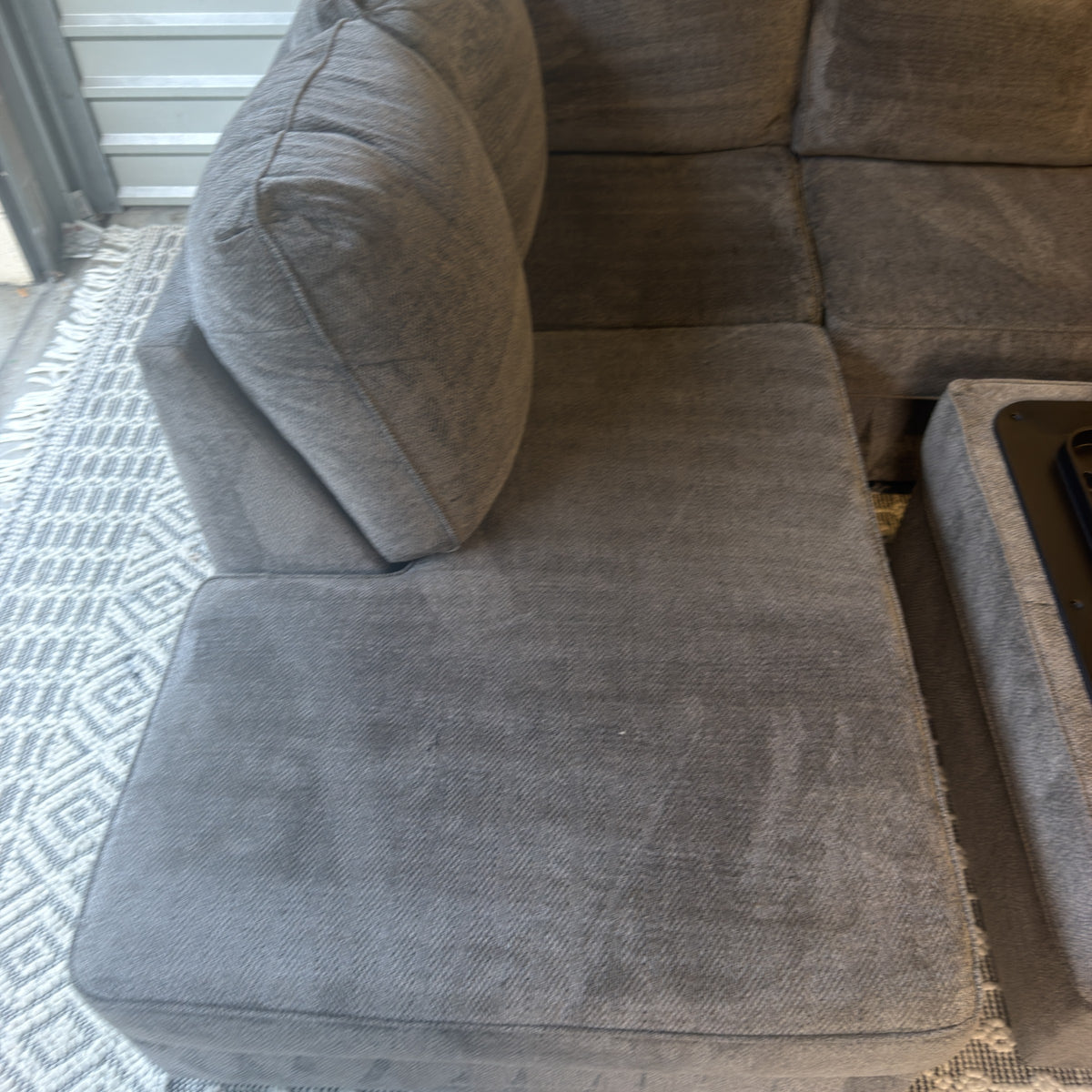 Ashley gray U-shaped sectional and storage ottoman — actual item IMG_8449.JPG