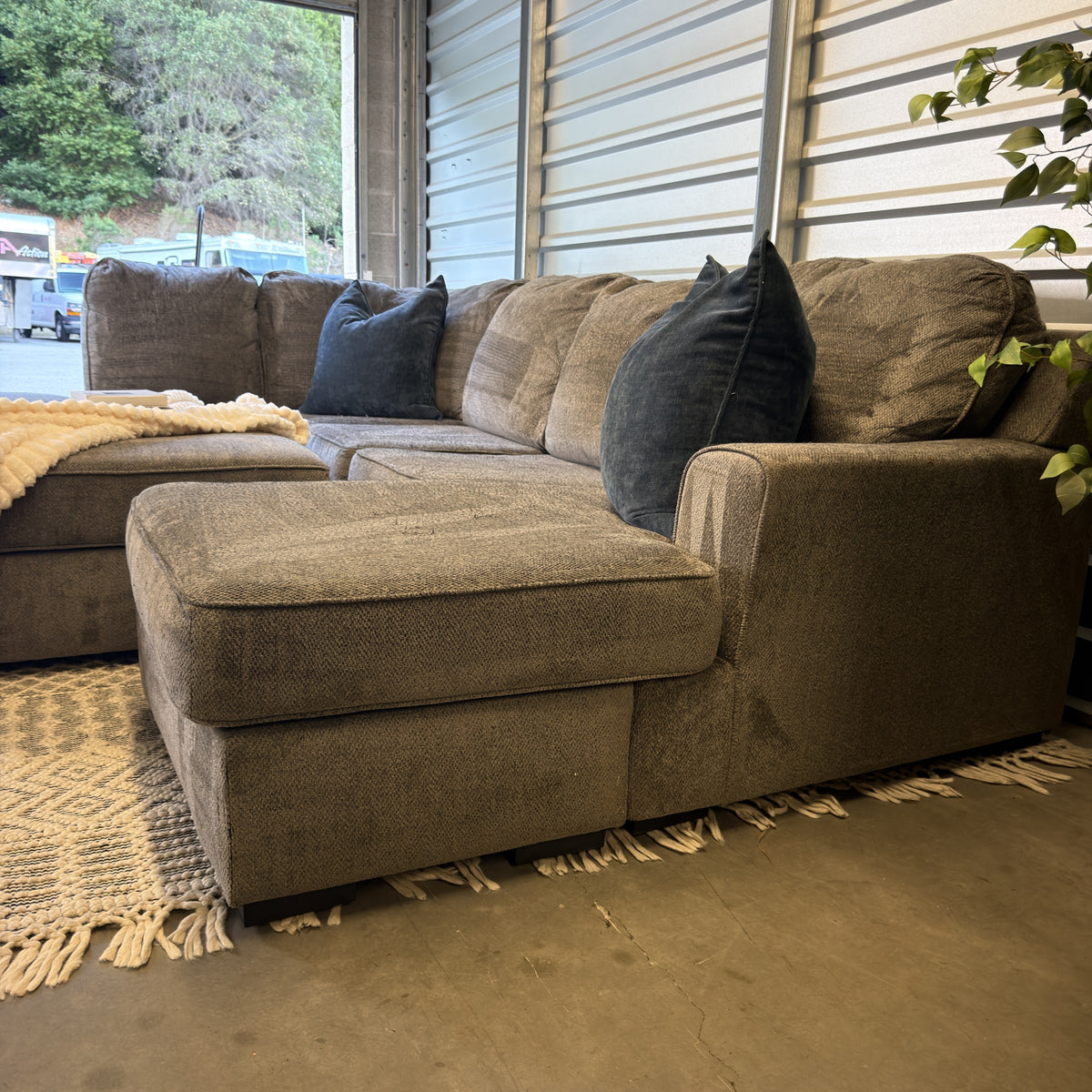 Ashley gray U-shaped sectional and storage ottoman — actual item IMG_8462.JPG