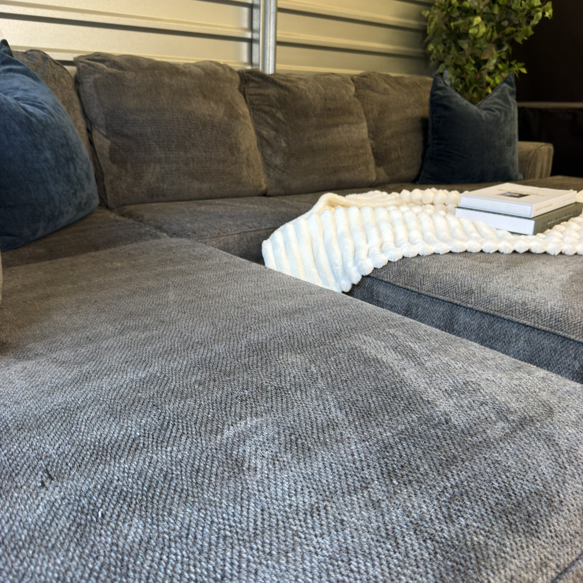 Ashley gray U-shaped sectional and storage ottoman — actual item IMG_8468.JPG