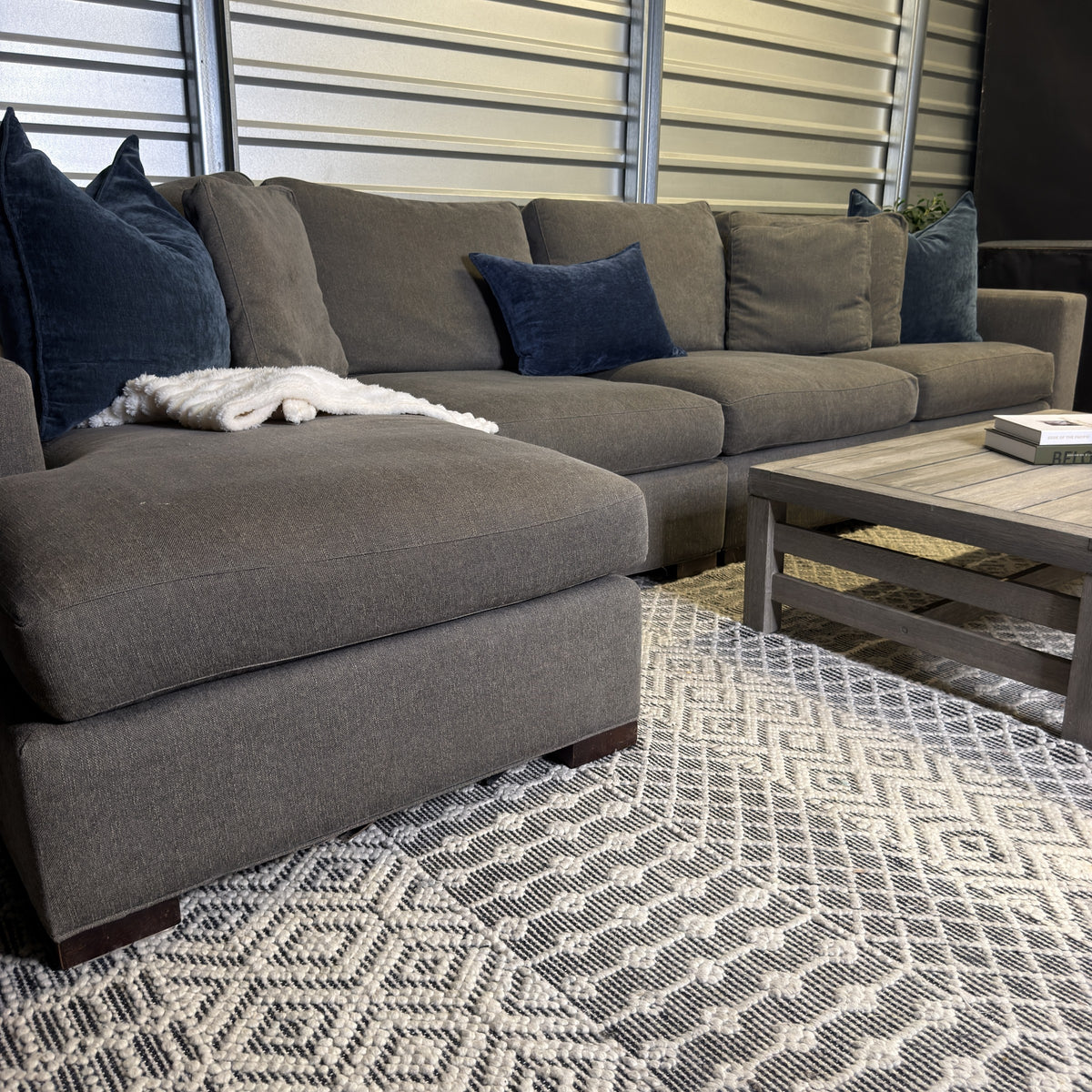 Crate & Barrel gray sectional — actual item IMG_8518.JPG