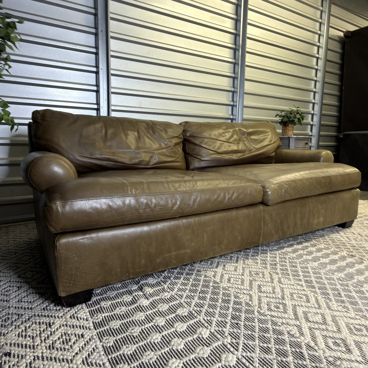 Crate & Barrel tan leather sofa — actual item IMG_8539.JPG