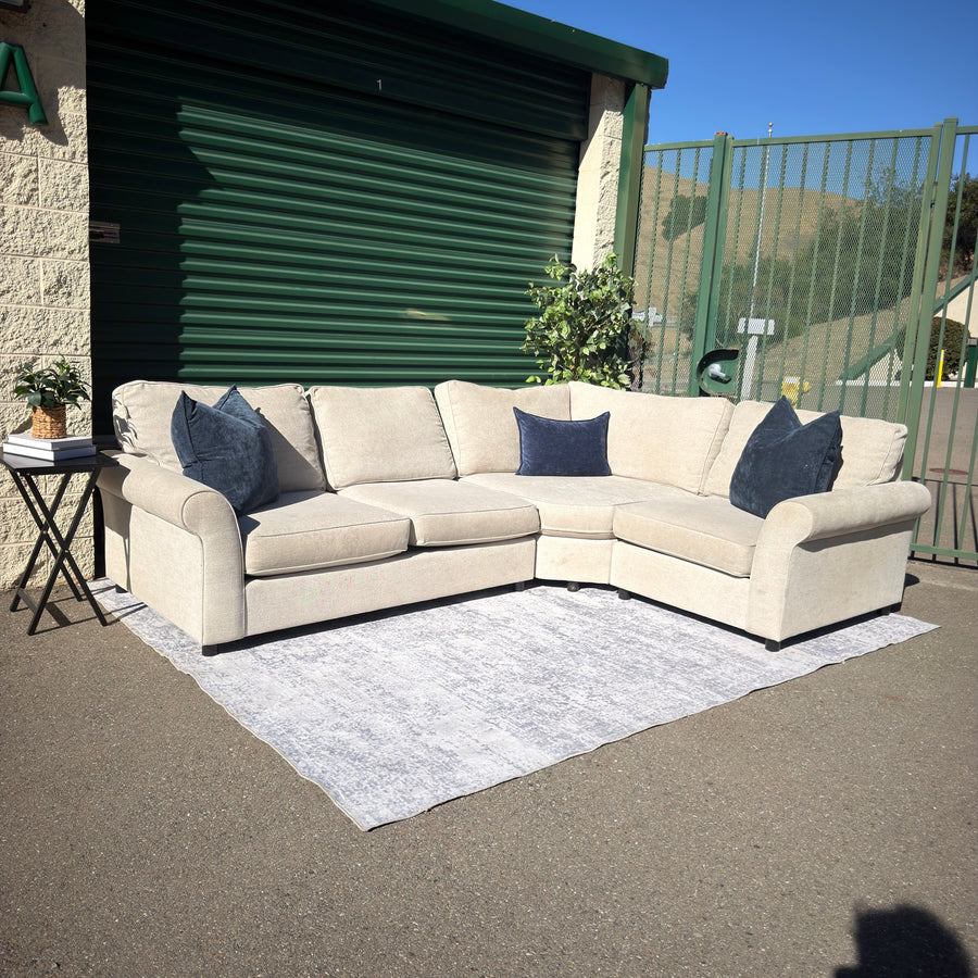 Pottery Barn Pearce oatmeal sectional - full front view