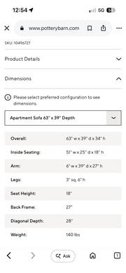 Pottery Barn Jake Seadrift Loveseat