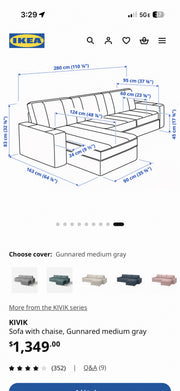 Brown IKEA Kivik two-piece sectional with chaise - gallery view 10
