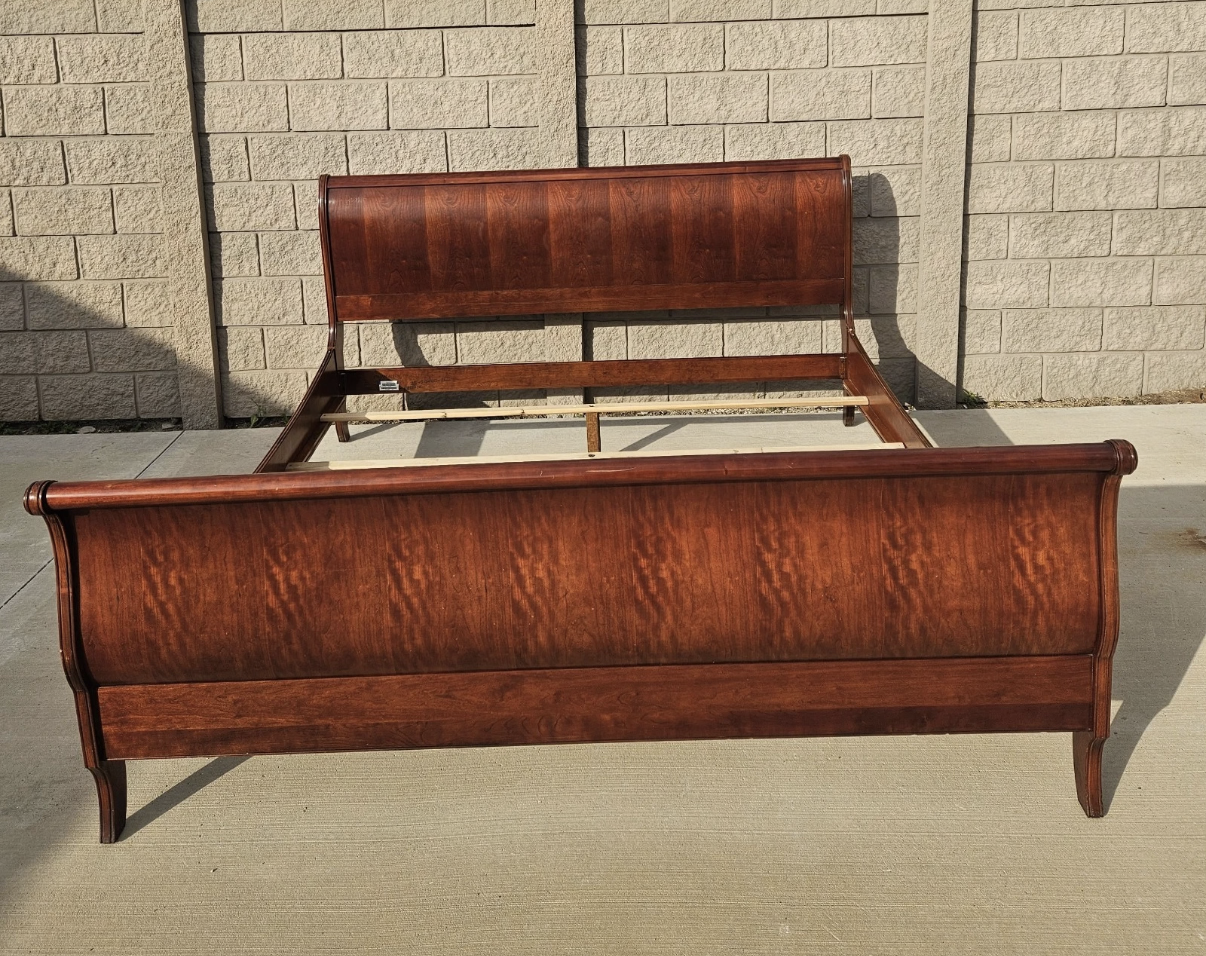 Ethan Allen king sleigh bed - complete bed frame view