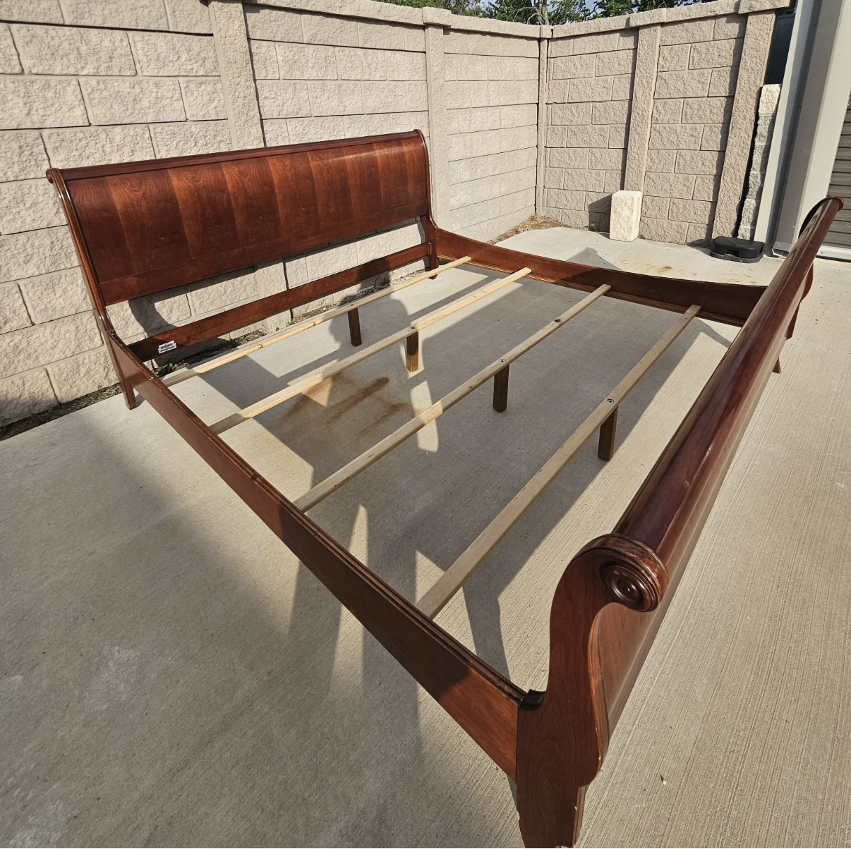 Ethan Allen king sleigh bed - side view