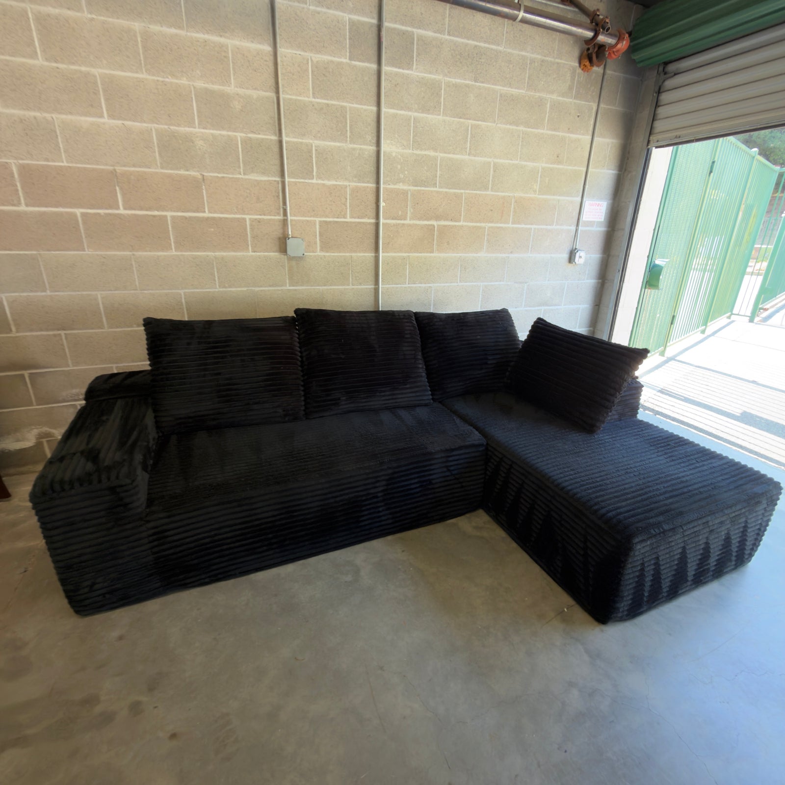 Black oversized sectional with chaise - alternate full view
