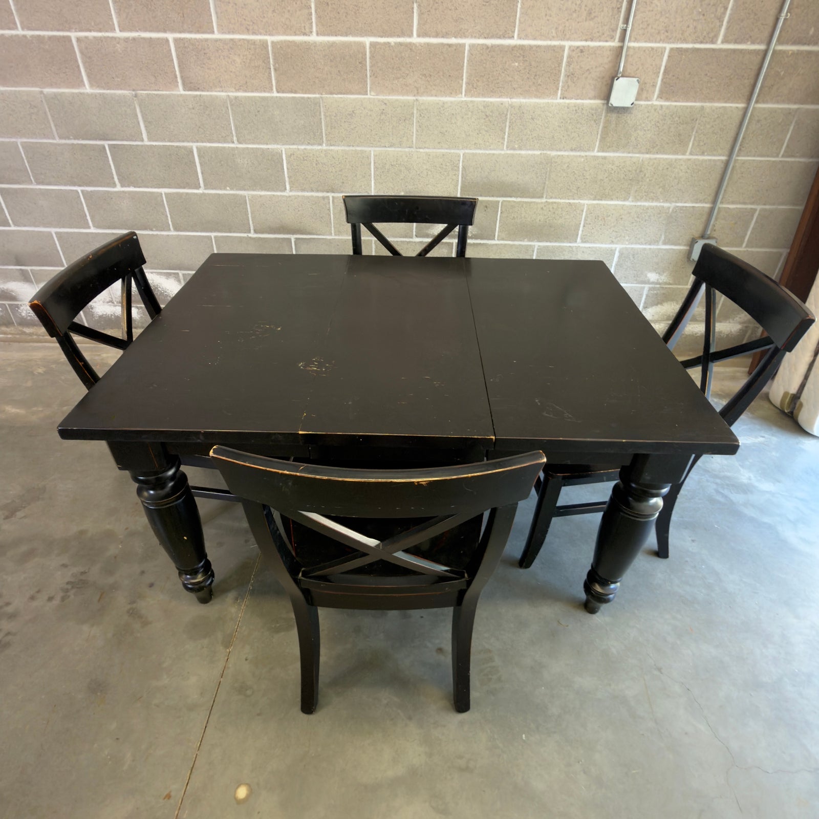 Pottery Barn Amherst black dining set - full table and four chairs