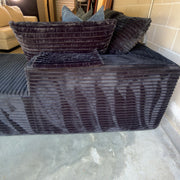 Black corduroy sectional - corduroy pile and back upholstery detail