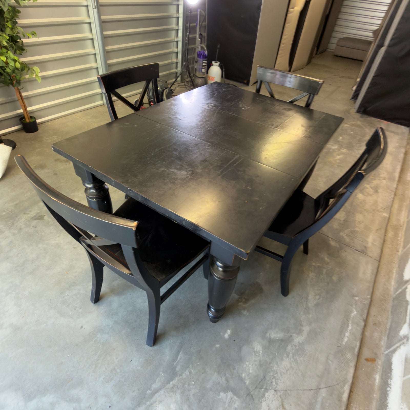 Pottery Barn Amherst table - tabletop finish and wear detail