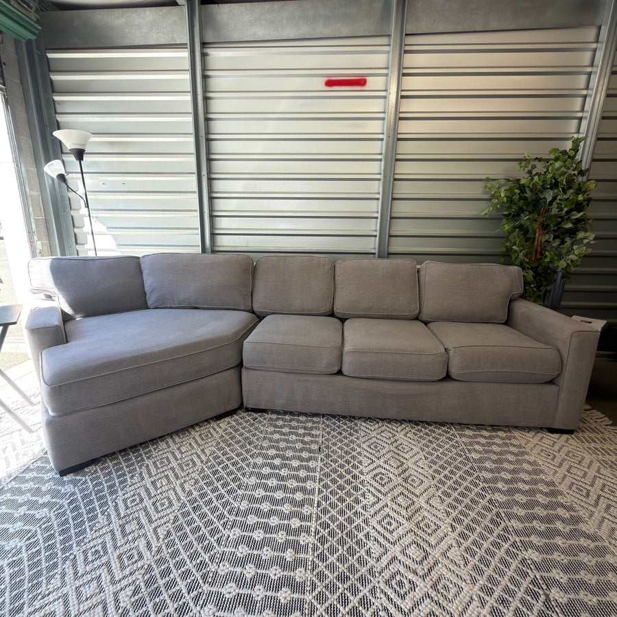 Gray Living Spaces Two-Piece Chaise Sectional - 110" - straight-on front view