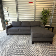 Charcoal Gray Chaise Sectional Sofa - straight-on staged front view