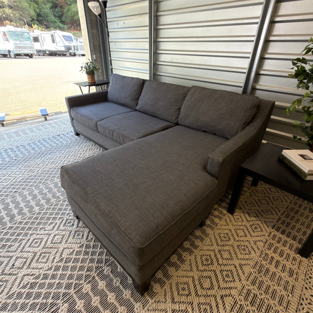 Charcoal Gray Chaise Sectional Sofa - product view 9