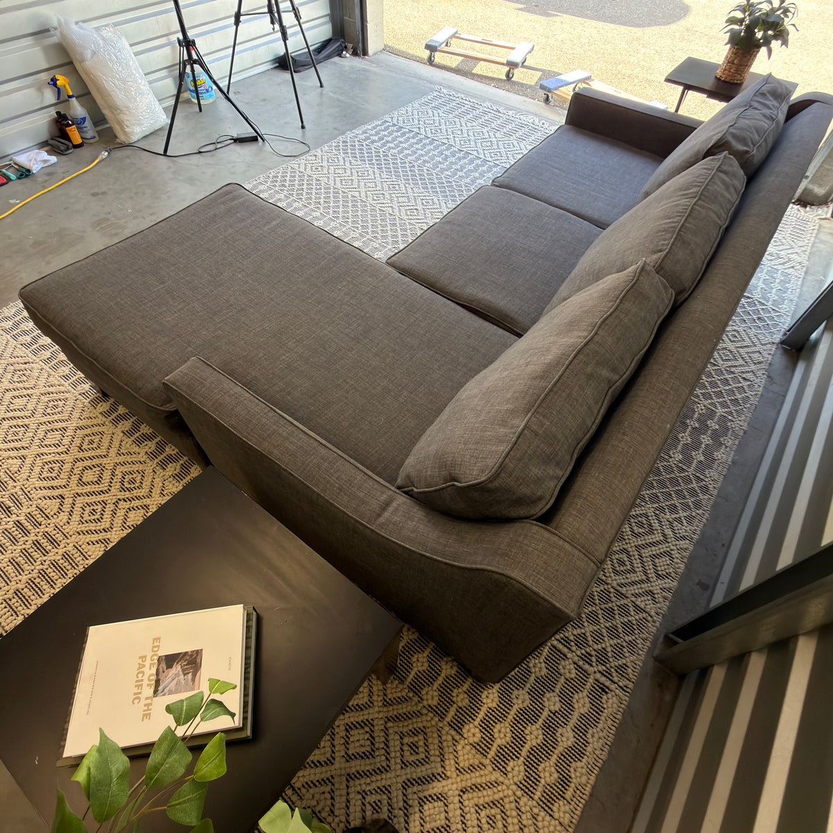 Charcoal Gray Chaise Sectional Sofa - product view 12