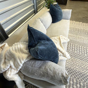 RH Belgian Track Arm 8' Sleeper Sofa – Light Oatmeal - styled side and cushion detail
