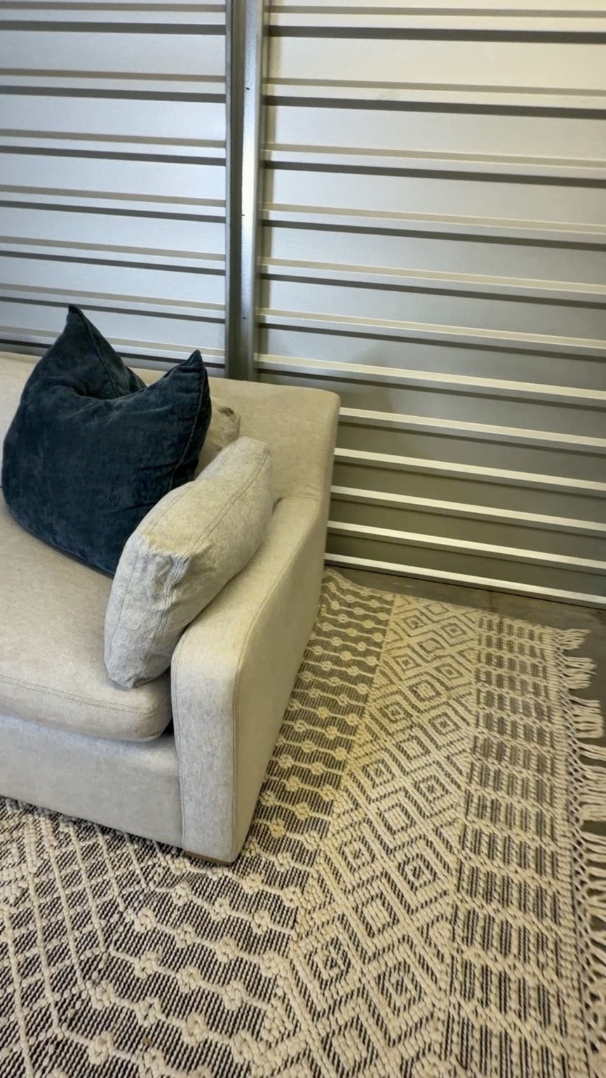 RH Belgian Track Arm 8' Sleeper Sofa – Light Oatmeal - right arm and profile view