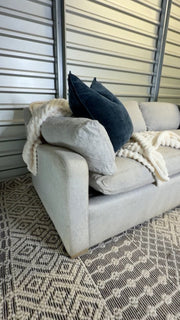 RH Belgian Track Arm 8' Sleeper Sofa – Light Oatmeal - left arm and profile view