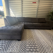 Ashley Maier charcoal gray left-chaise sectional sofa, full front view