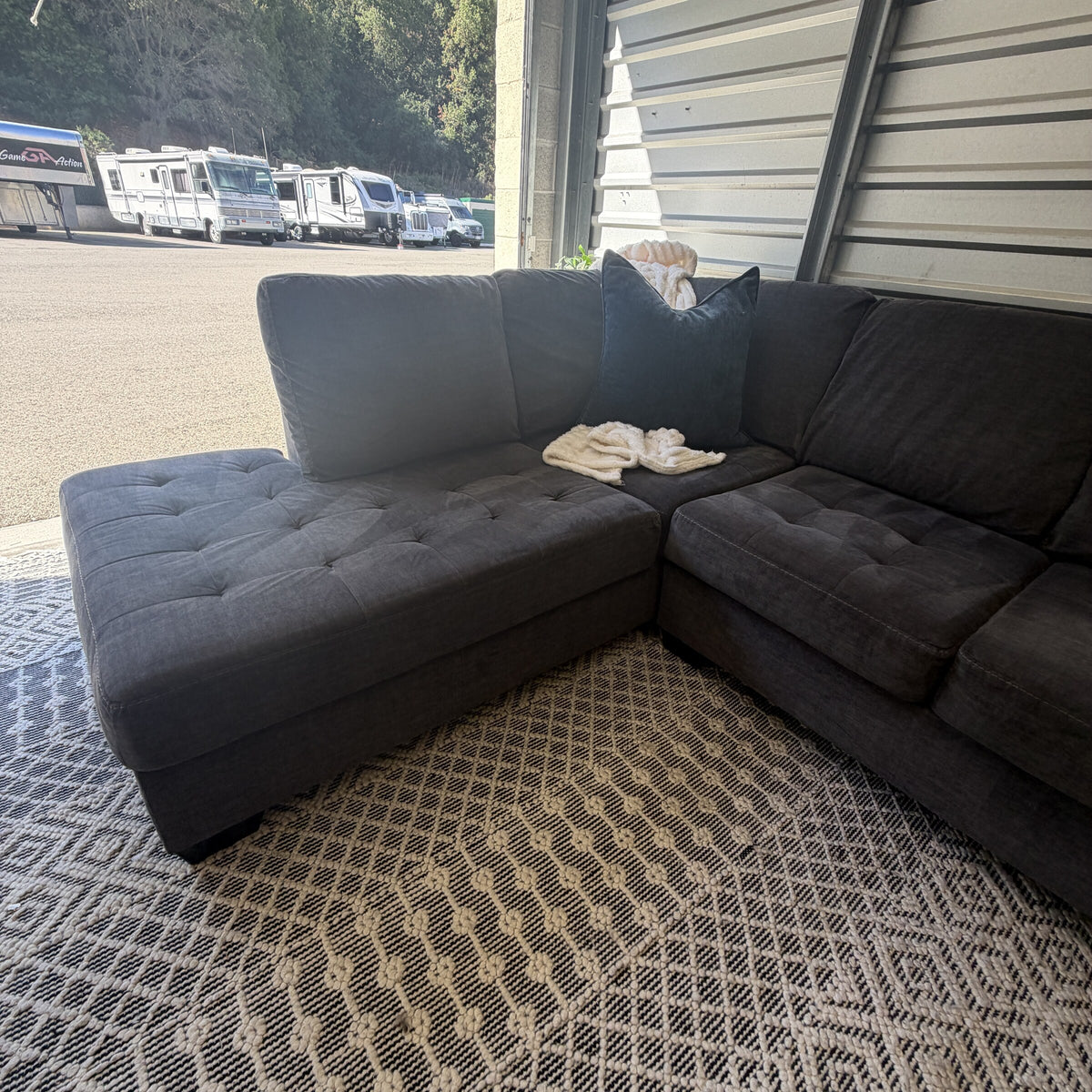 Ashley Maier charcoal gray chaise sectional, view 9