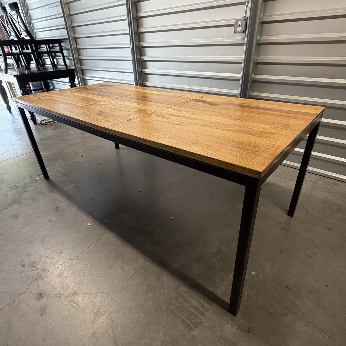 West Elm Box Frame expandable mango wood dining table, view 1