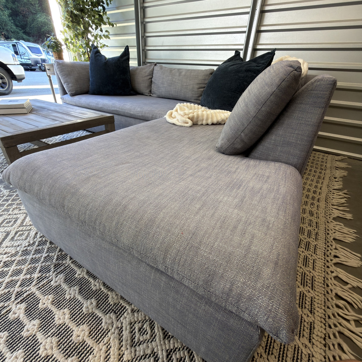 West Elm Shelter sectional detail photo