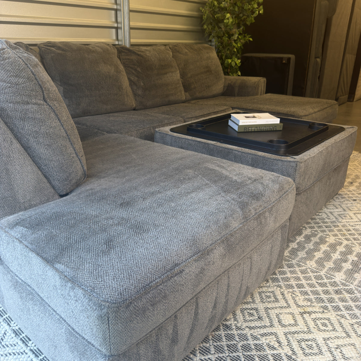 Ashley gray U-shaped sectional and storage ottoman — actual item IMG_8453.JPG