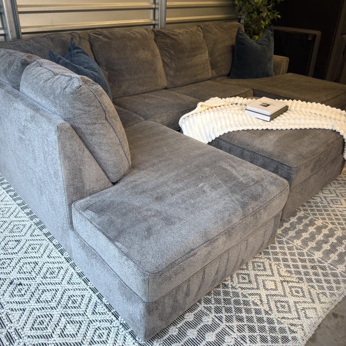 Ashley gray U-shaped sectional and storage ottoman — actual item IMG_8460.JPG