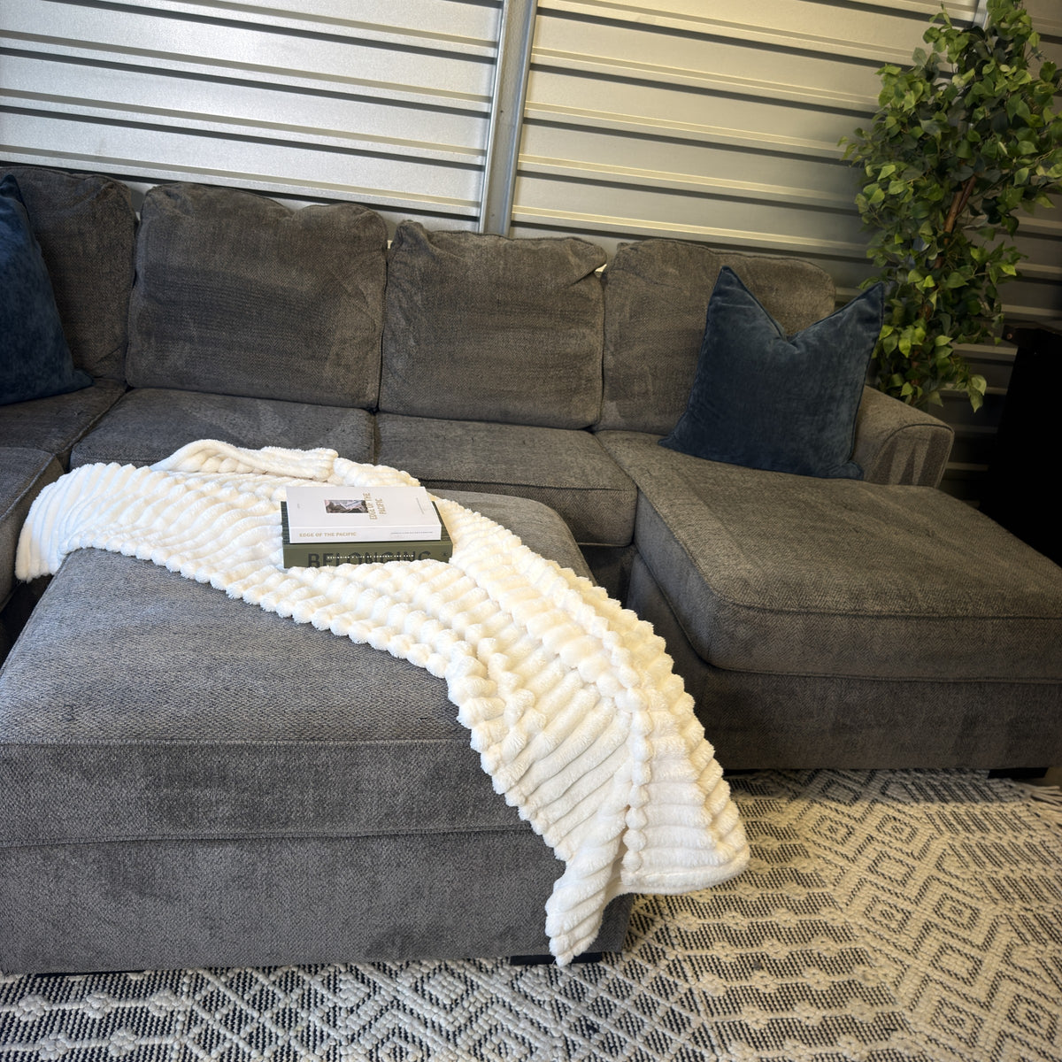 Ashley gray U-shaped sectional and storage ottoman — actual item IMG_8463.JPG