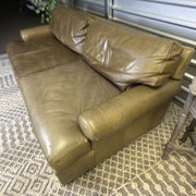 Crate & Barrel tan leather sofa — actual item IMG_8541.JPG