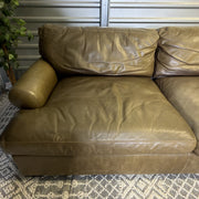 Crate & Barrel tan leather sofa — actual item IMG_8545.JPG