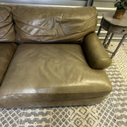Crate & Barrel tan leather sofa — actual item IMG_8546.JPG