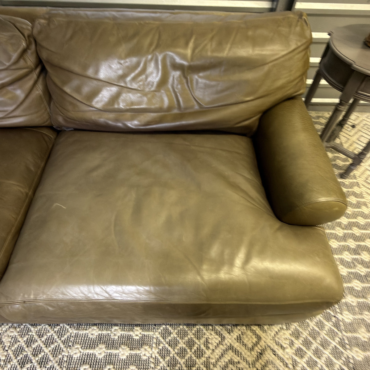 Crate & Barrel tan leather sofa — actual item IMG_8552.JPG