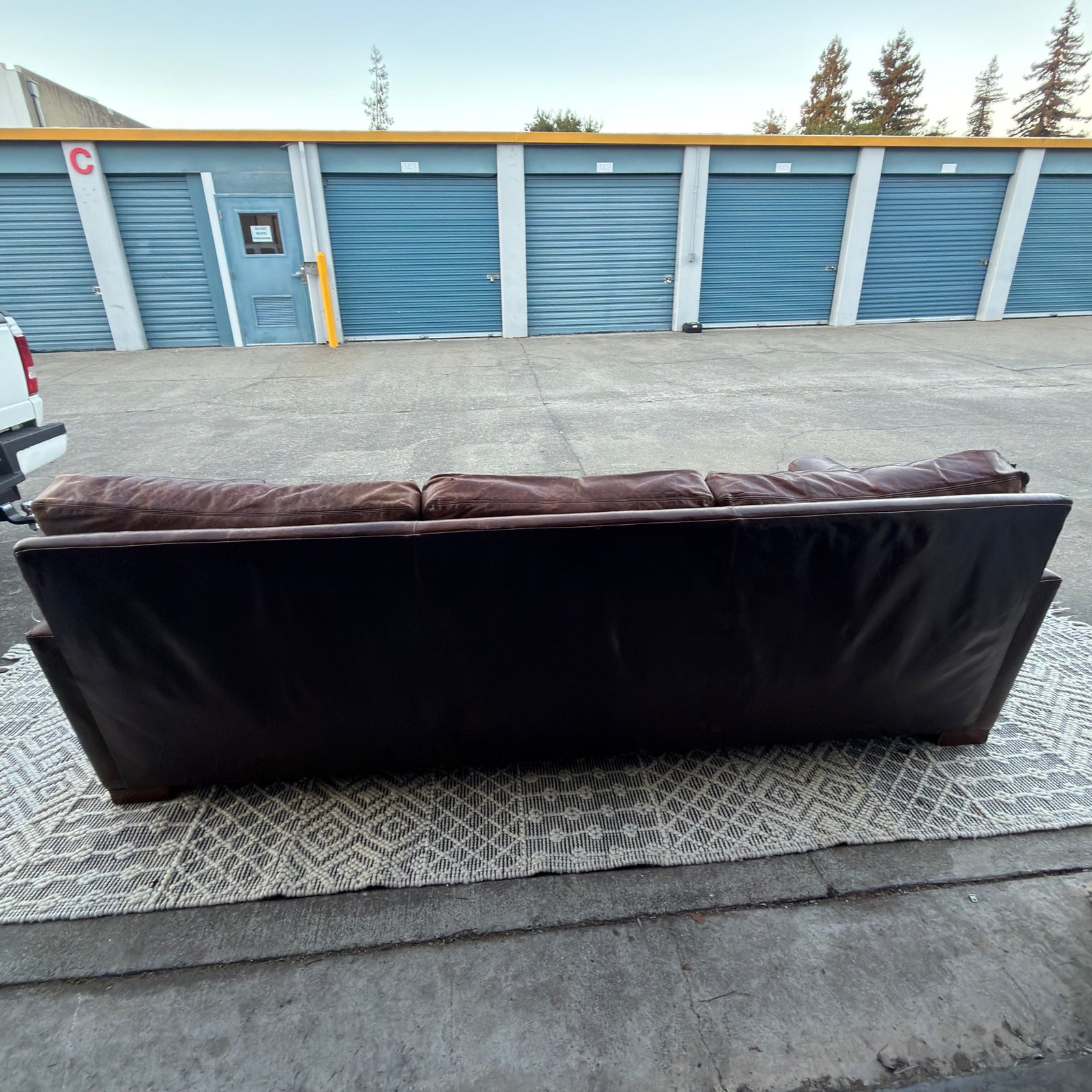 Restoration Hardware Maxwell 90” Distressed Brown Top-Grain Leather Sofa