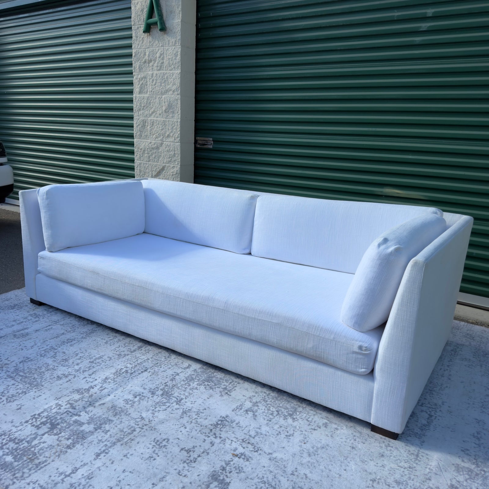Cream Restoration Hardware sofa - side angle