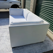 Cream Restoration Hardware sofa - detail view