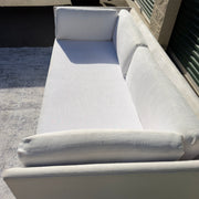 Cream Restoration Hardware sofa - fabric close-up