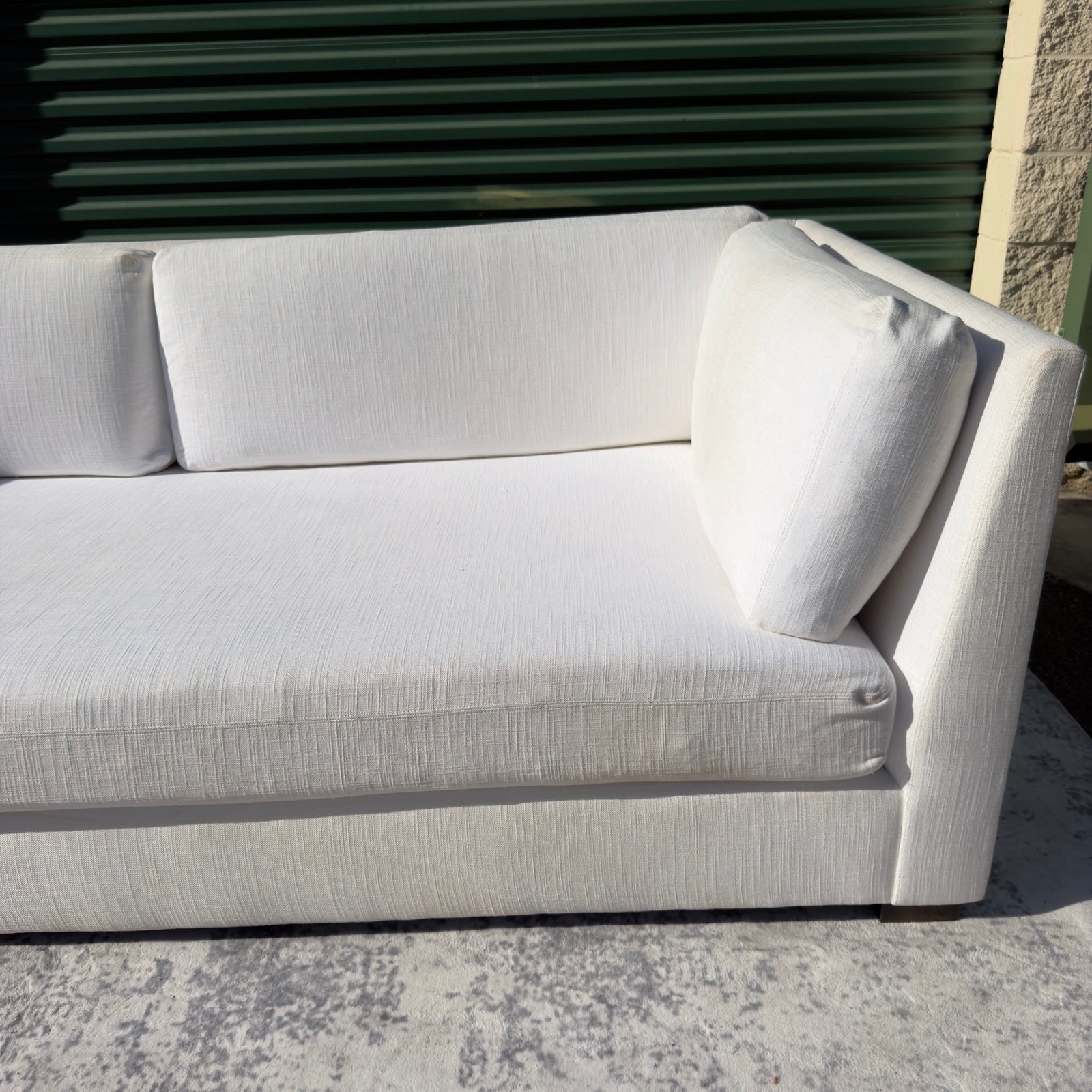 Cream Restoration Hardware sofa - detail view