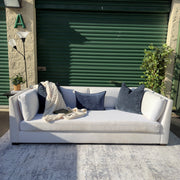 Cream Restoration Hardware sofa - lifestyle styled view