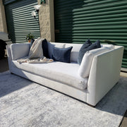 Cream Restoration Hardware sofa - overhead view