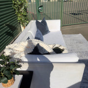 Cream Restoration Hardware sofa - detail view