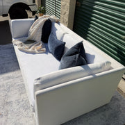 Cream Restoration Hardware sofa - detail view