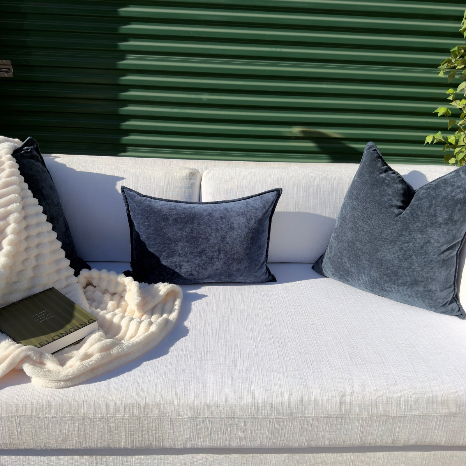 Cream Restoration Hardware sofa - back view