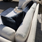 Cream Restoration Hardware sofa - styled lifestyle view