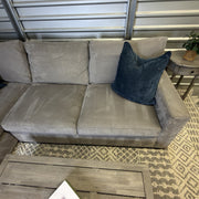Crate & Barrel Axis Nickel chaise sectional — front seating view